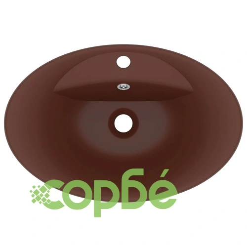 Мивка с преливник лукс овал тъмнокафяв мат 58,5x39 см керамика ➤ топ цена ➤ sorbe.bg