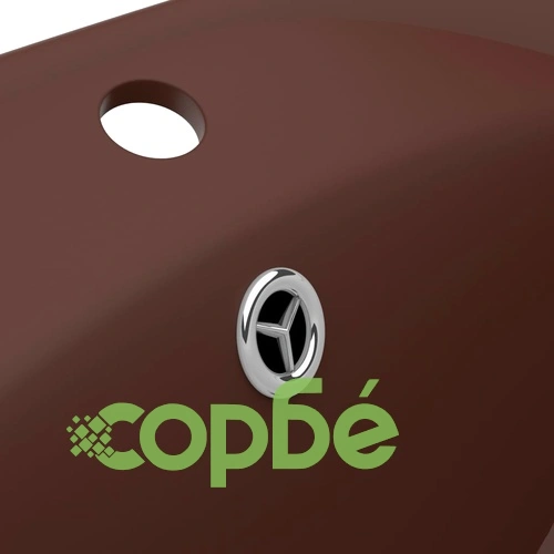 Мивка с преливник лукс овал тъмнокафяв мат 58,5x39 см керамика ➤ топ цена ➤ sorbe.bg