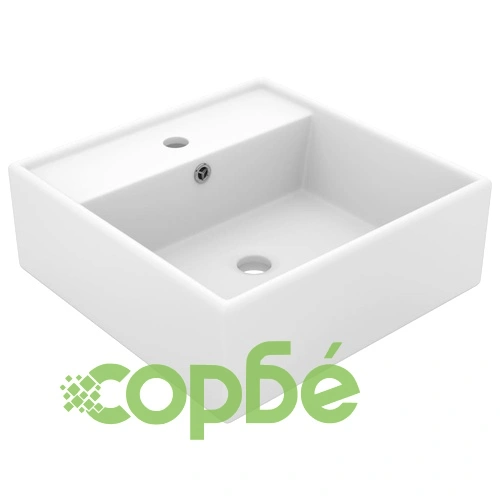 Мивка с преливник лукс квадрат бял мат 41x41 см керамика ➤ топ цена ➤ sorbe.bg