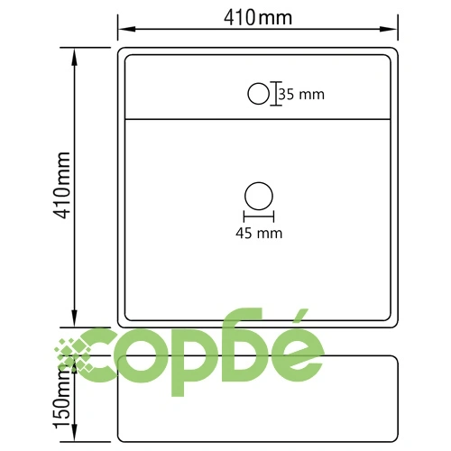 Мивка с преливник лукс квадрат тъмносин мат 41x41 см керамика ➤ топ цена ➤ sorbe.bg