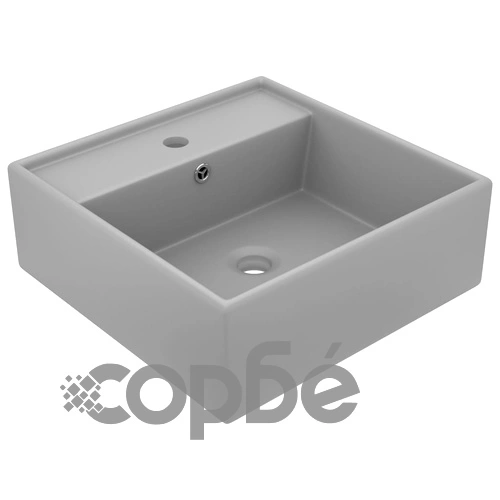Мивка с преливник лукс квадрат светлосив мат 41x41 см керамика ➤ топ цена ➤ sorbe.bg
