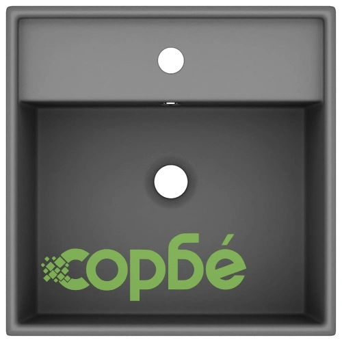 Мивка с преливник лукс квадрат тъмносив мат 41x41 см керамика ➤ топ цена ➤ sorbe.bg