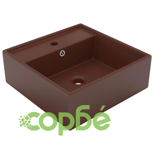 Мивка с преливник лукс квадрат тъмнокафяв мат 41x41 см керамика ➤ топ цена ➤ sorbe.bg