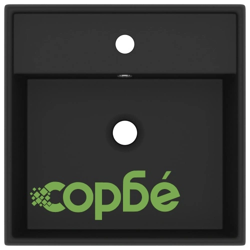 Мивка с преливник лукс квадрат черен мат 41x41 см керамика ➤ топ цена ➤ sorbe.bg