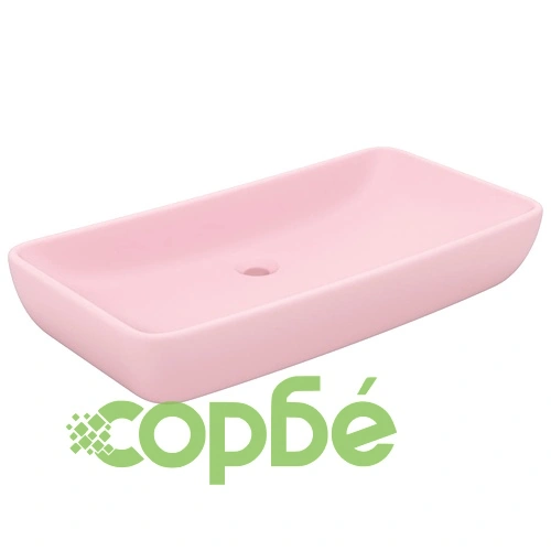 Луксозна правоъгълна мивка матово розова 71x38 см керамика ➤ топ цена ➤ sorbe.bg