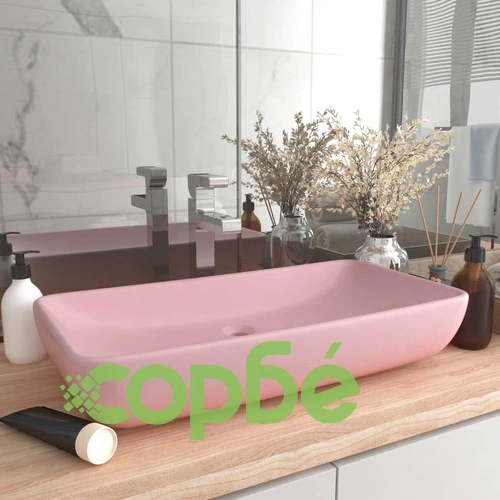 Луксозна правоъгълна мивка матово розова 71x38 см керамика ➤ топ цена ➤ sorbe.bg