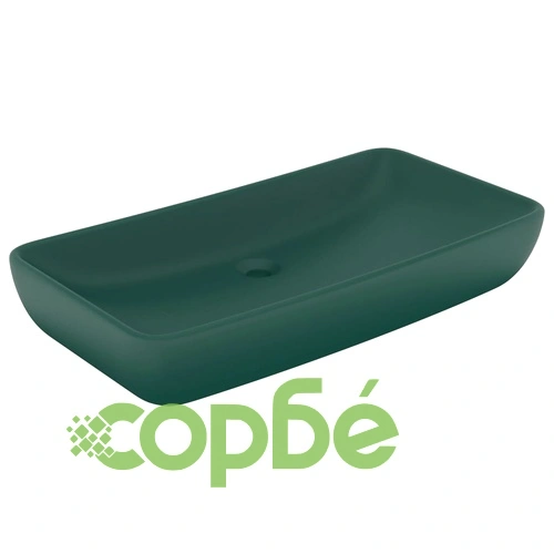 Луксозна правоъгълна мивка матово тъмнозелена 71x38 см керамика ➤ топ цена ➤ sorbe.bg