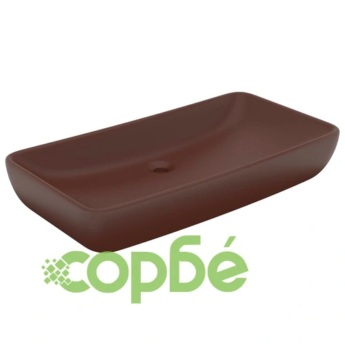 Луксозна правоъгълна мивка матово тъмнокафява 71x38 см керамика ➤ топ цена ➤ sorbe.bg