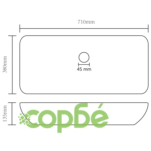 Луксозна правоъгълна мивка матово тъмнокафява 71x38 см керамика ➤ топ цена ➤ sorbe.bg
