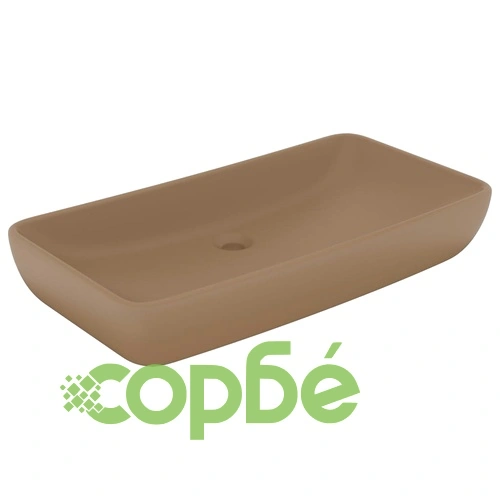 Луксозна правоъгълна мивка матово кремава 71x38 см керамика ➤ топ цена ➤ sorbe.bg