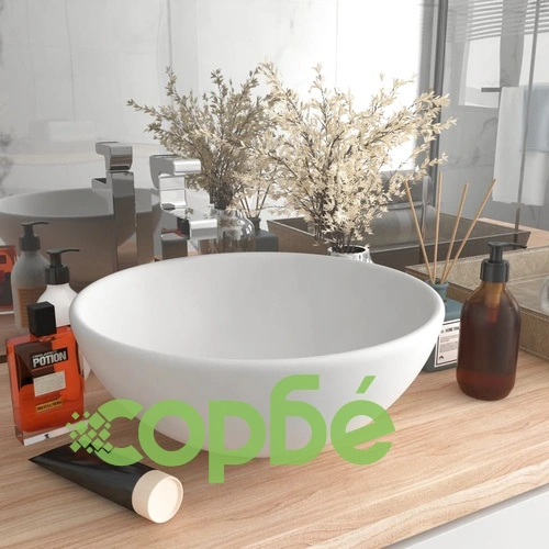 Мивка за баня лукс кръгла матово бяла 32,5x14 см керамика ➤ топ цена ➤ sorbe.bg
