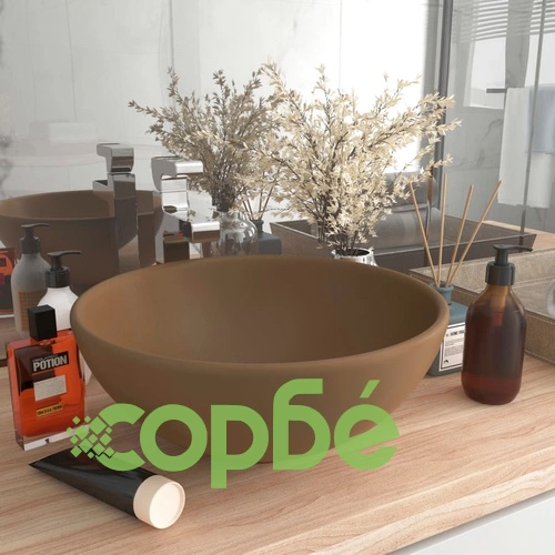 Мивка за баня лукс кръгла кремав мат 32,5x14 см керамика ➤ топ цена ➤ sorbe.bg