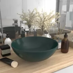 Керамична мивка за баня, тъмнозелена, кръгла