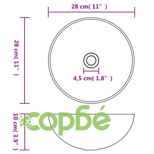 Керамична мивка за баня, тъмносива, кръгла ➤ топ цена ➤ sorbe.bg