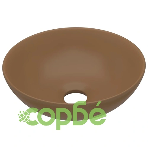 Керамична мивка за баня, матово кремава, кръгла ➤ топ цена ➤ sorbe.bg