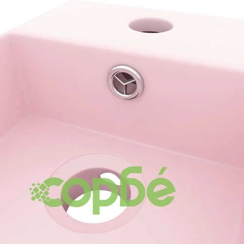 Мивка за баня с преливник, керамична, матово розова ➤ топ цена ➤ sorbe.bg