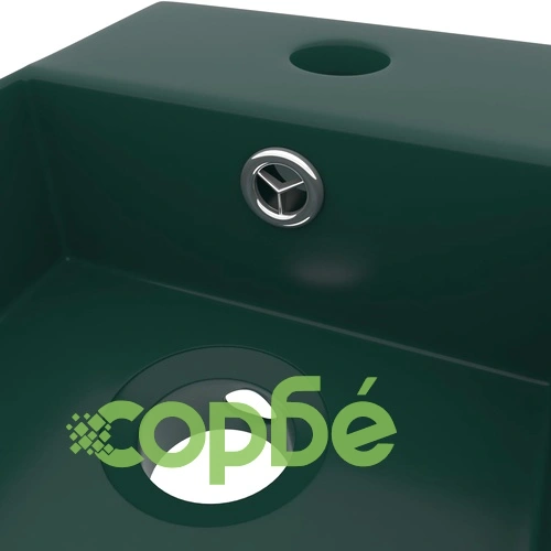 Мивка за баня с преливник, керамична, тъмнозелена ➤ топ цена ➤ sorbe.bg