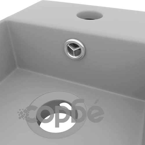 Мивка за баня с преливник, керамична, светлосива ➤ топ цена ➤ sorbe.bg