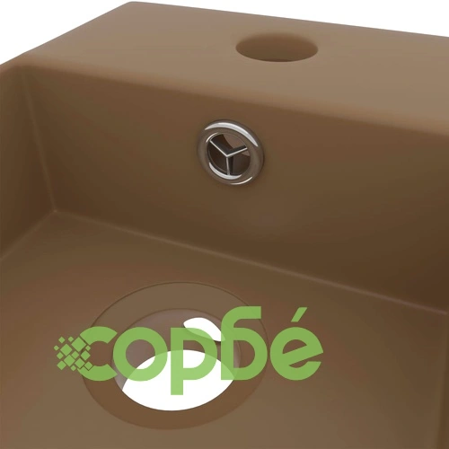 Мивка за баня с преливник, керамична, матово кремава ➤ топ цена ➤ sorbe.bg