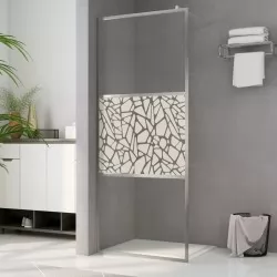 Стена за душ, ESG стъкло с дизайн на камъни, 100x195 см