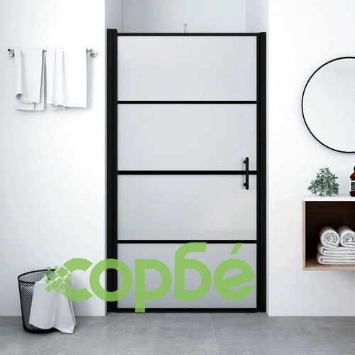 Врата за душ, матирано закалено стъкло, 81x195 см, черна ➤ топ цена ➤ sorbe.bg