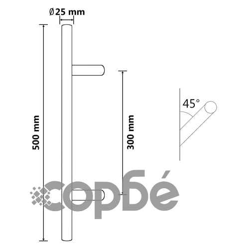 Комплект дръжка за врата и портална дръжка, PZ, 500 мм, инокс ➤ топ цена ➤ sorbe.bg