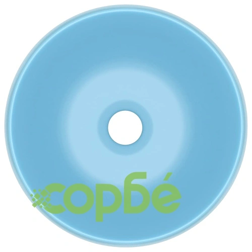 Луксозна кръгла мивка, матово светлосиня, 40x15 см, керамика ➤ топ цена ➤ sorbe.bg