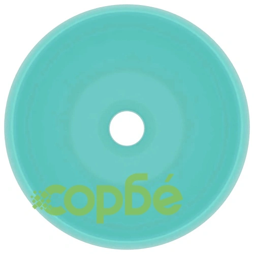 Луксозна кръгла мивка, матово светлозелена, 40x15 см, керамика ➤ топ цена ➤ sorbe.bg