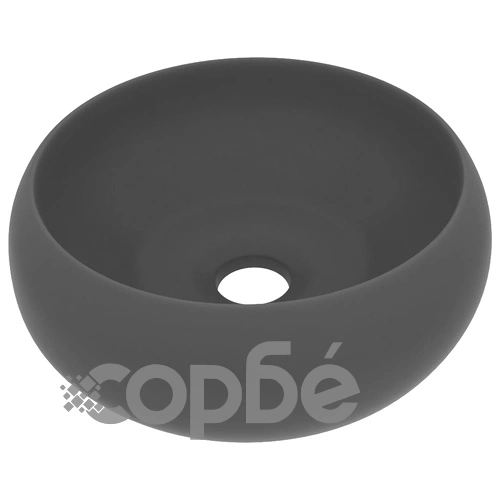 Луксозна кръгла мивка, матово тъмносива, 40x15 см, керамика ➤ топ цена ➤ sorbe.bg