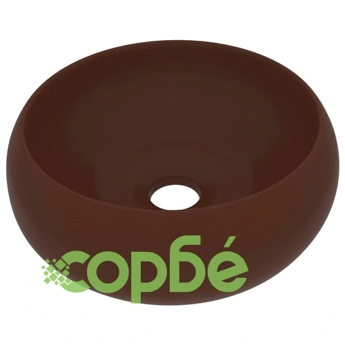 Луксозна кръгла мивка, матово тъмнокафява, 40x15 см, керамика ➤ топ цена ➤ sorbe.bg