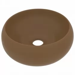 Луксозна кръгла мивка, матово кремава, 40x15 см, керамика