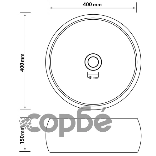 Луксозна кръгла мивка, матово кремава, 40x15 см, керамика ➤ топ цена ➤ sorbe.bg