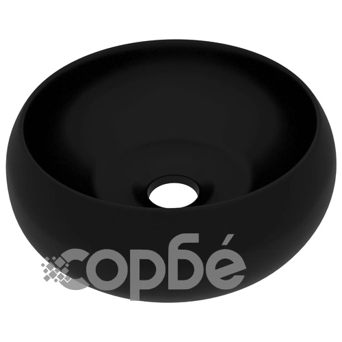 Луксозна кръгла мивка, матово черна, 40x15 см, керамика ➤ топ цена ➤ sorbe.bg