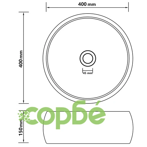 Луксозна кръгла мивка, матово черна, 40x15 см, керамика ➤ топ цена ➤ sorbe.bg