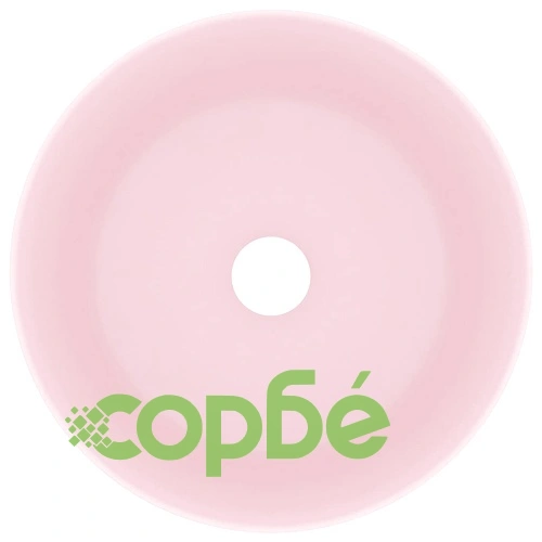 Луксозна кръгла мивка, матово розова, 40x15 см, керамика ➤ топ цена ➤ sorbe.bg