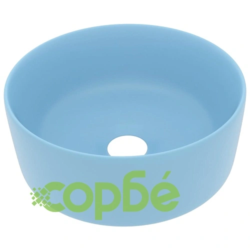 Луксозна кръгла мивка, матово светлосиня, 40x15 см, керамика ➤ топ цена ➤ sorbe.bg