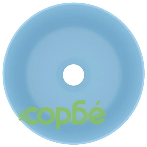 Луксозна кръгла мивка, матово светлосиня, 40x15 см, керамика ➤ топ цена ➤ sorbe.bg