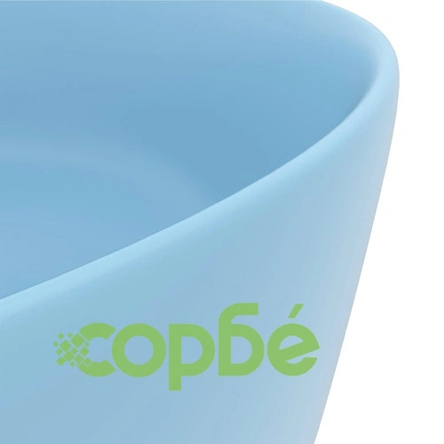 Луксозна кръгла мивка, матово светлосиня, 40x15 см, керамика ➤ топ цена ➤ sorbe.bg