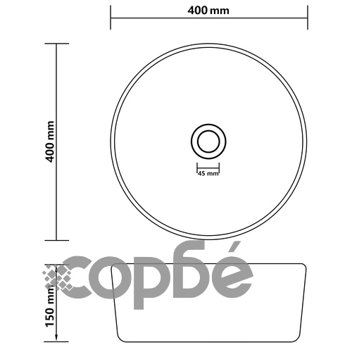 Луксозна кръгла мивка, матово тъмносиня, 40x15 см, керамика ➤ топ цена ➤ sorbe.bg