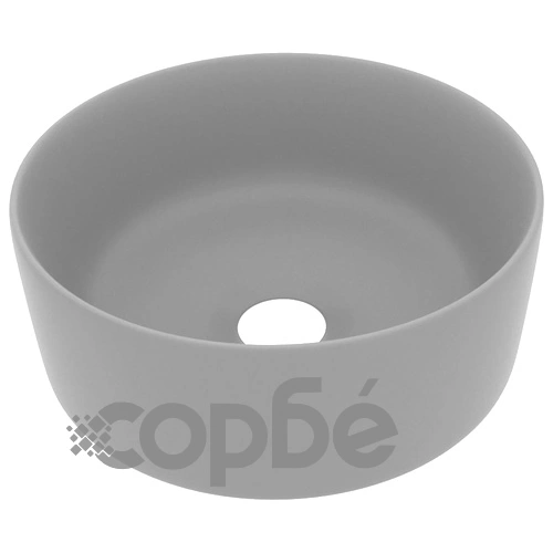 Луксозна кръгла мивка, матово светлосива, 40x15 см, керамика ➤ топ цена ➤ sorbe.bg