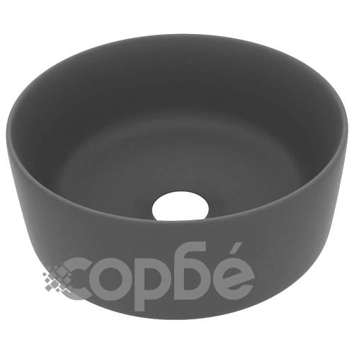 Луксозна кръгла мивка, матово тъмносива, 40x15 см, керамика ➤ топ цена ➤ sorbe.bg