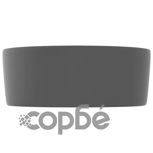 Луксозна кръгла мивка, матово тъмносива, 40x15 см, керамика ➤ топ цена ➤ sorbe.bg