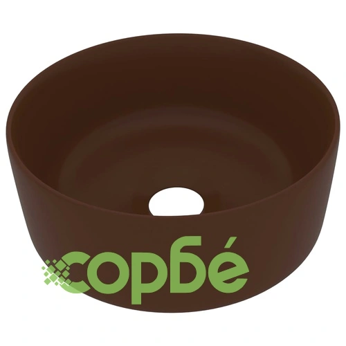 Луксозна кръгла мивка, матово тъмнокафява, 40x15 см, керамика ➤ топ цена ➤ sorbe.bg