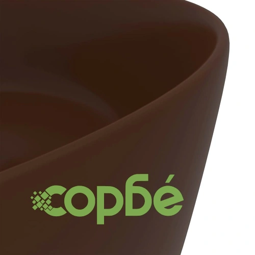 Луксозна кръгла мивка, матово тъмнокафява, 40x15 см, керамика ➤ топ цена ➤ sorbe.bg