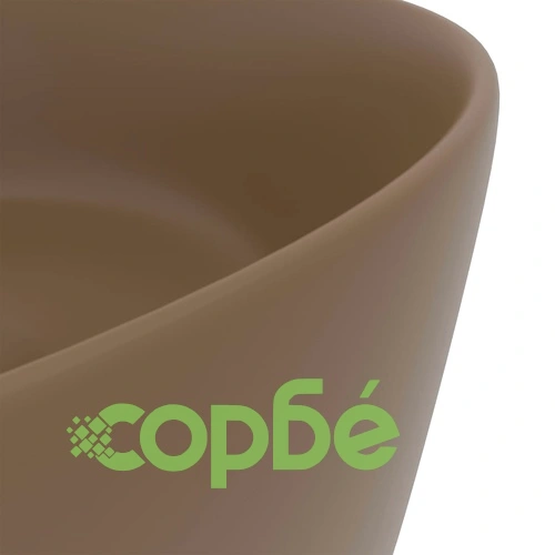 Луксозна кръгла мивка, матово кремава, 40x15 см, керамика ➤ топ цена ➤ sorbe.bg