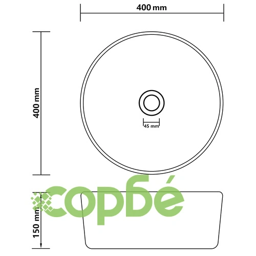 Луксозна кръгла мивка, матово черна, 40x15 см, керамика ➤ топ цена ➤ sorbe.bg
