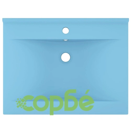 Луксозна мивка с отвор за кран светлосин мат 60x46 см керамика ➤ топ цена ➤ sorbe.bg