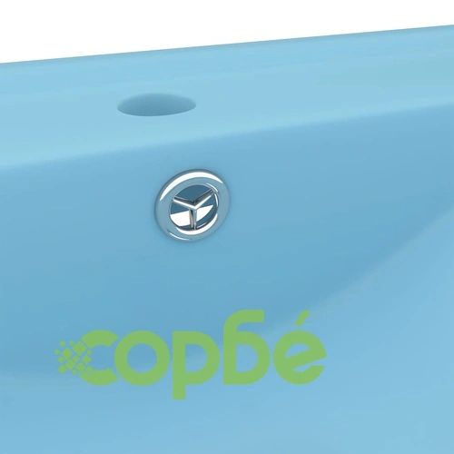 Луксозна мивка с отвор за кран светлосин мат 60x46 см керамика ➤ топ цена ➤ sorbe.bg