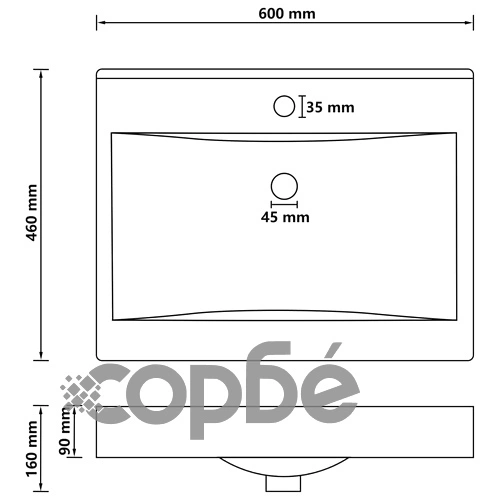 Луксозна мивка с отвор за кран светлосин мат 60x46 см керамика ➤ топ цена ➤ sorbe.bg