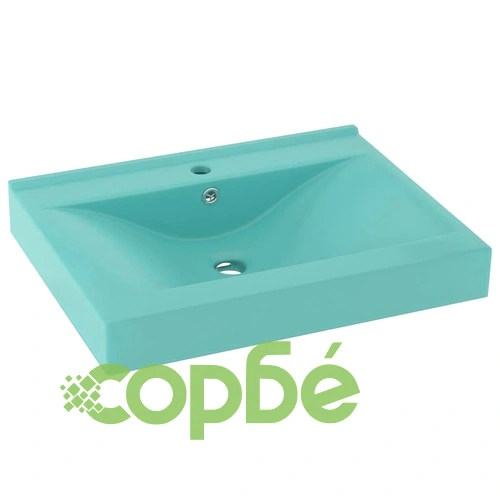 Луксозна мивка отвор за кран светлозелен мат 60x46 см керамика ➤ топ цена ➤ sorbe.bg